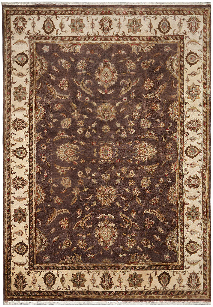 9 x 12 Brown Handmade Agra Rug #F-4311