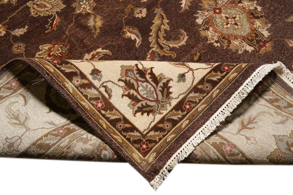 9 x 12 Brown Handmade Agra Rug #F-4311