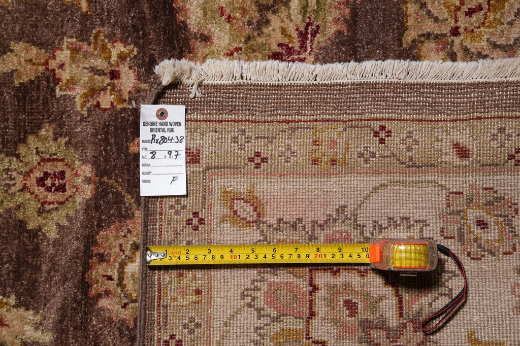 8 x 9.7 Brown Quality Wool Jaipur Rug Clearance Sale #PIX-804-38