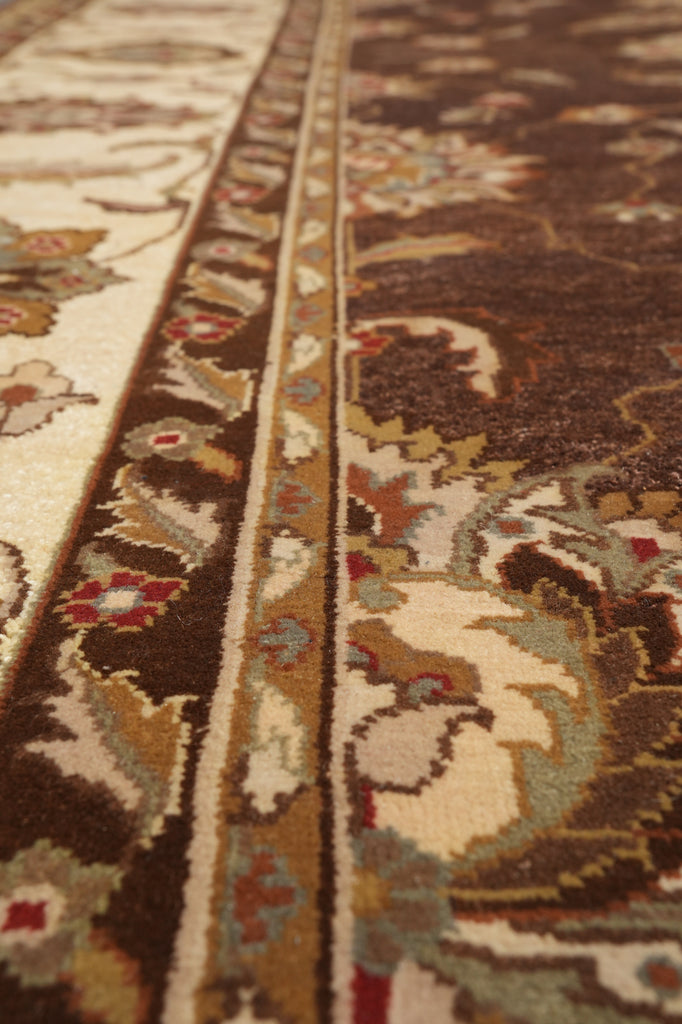 9 x 12 Brown Handmade Agra Rug #F-4311