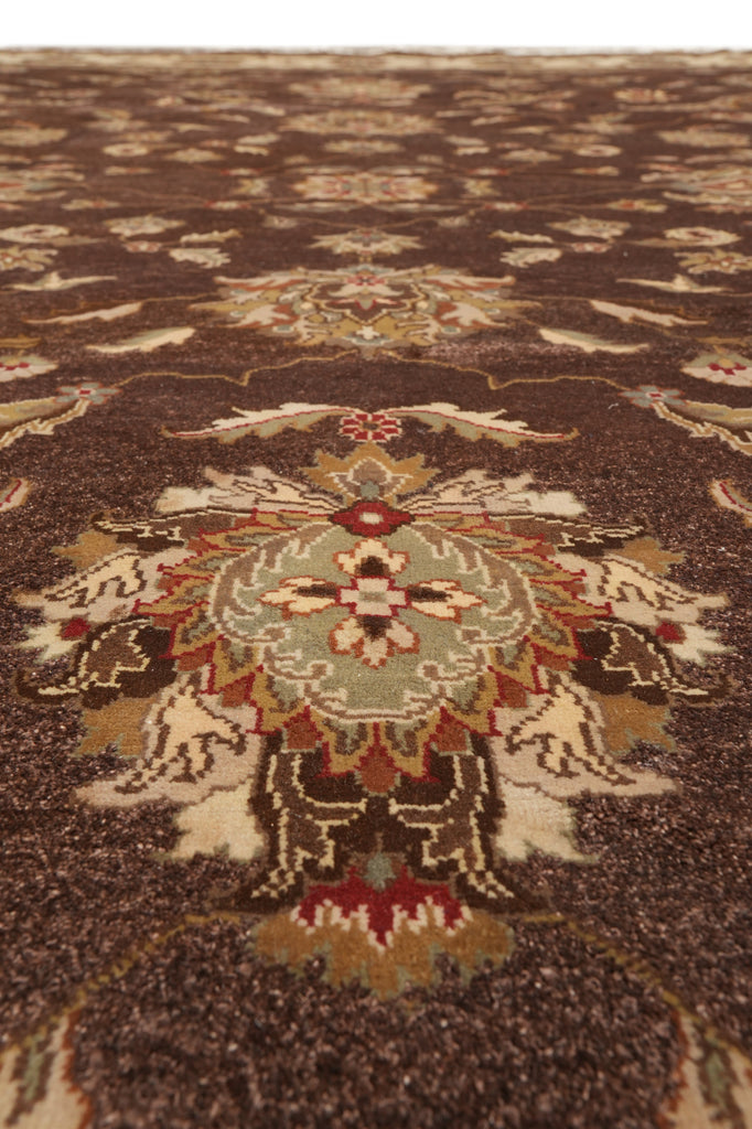 9 x 12 Brown Handmade Agra Rug #F-4311