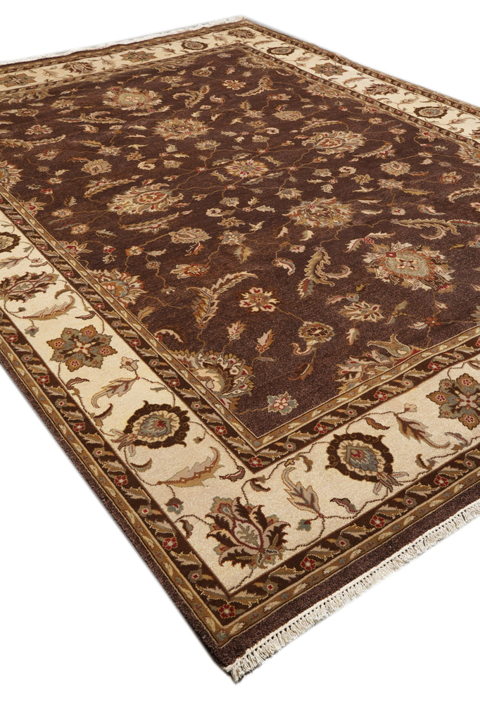 9 x 12 Brown Handmade Agra Rug #F-4311