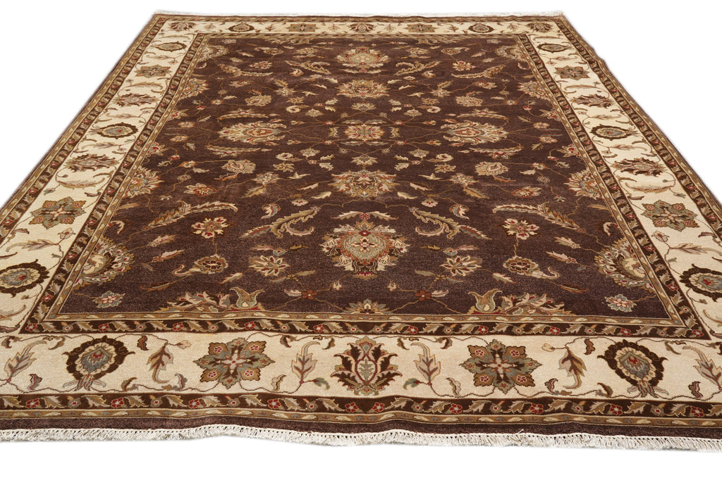9 x 12 Brown Handmade Agra Rug #F-4311