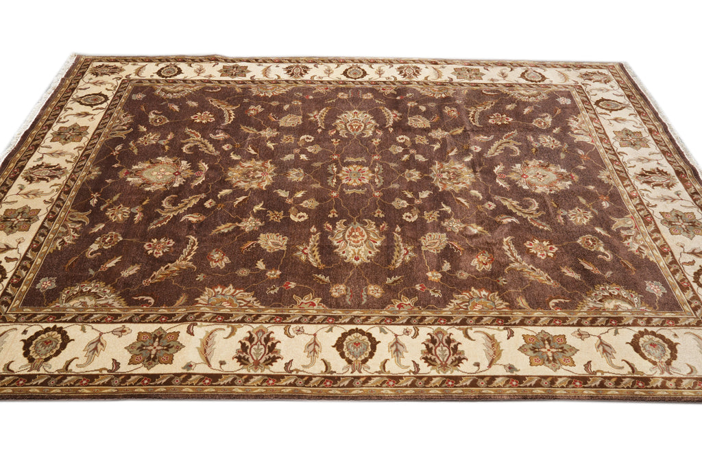 9 x 12 Brown Handmade Agra Rug #F-4311