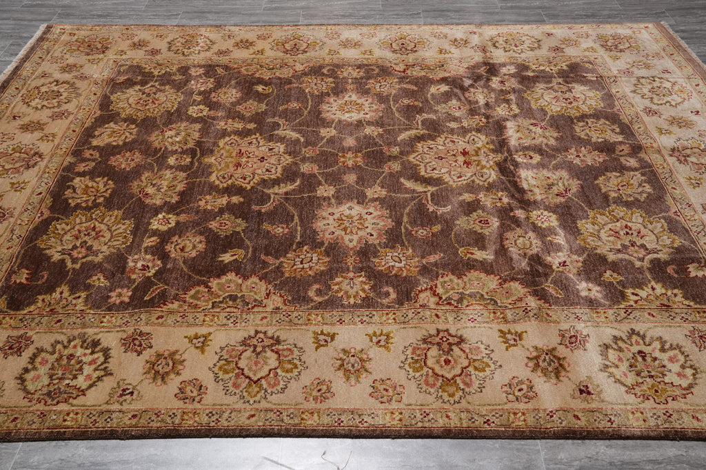 8 x 9.7 Brown Quality Wool Jaipur Rug Clearance Sale #PIX-804-38