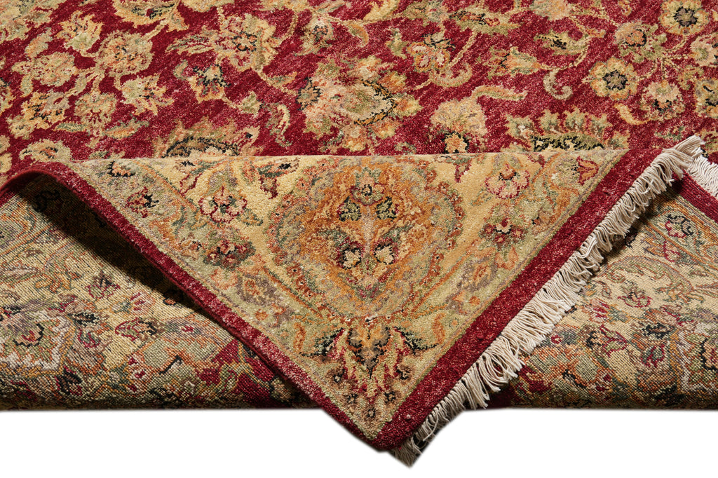 9.2 x 12.6 Quality Handmade Rug Red Gold Natural Wool #F-4312
