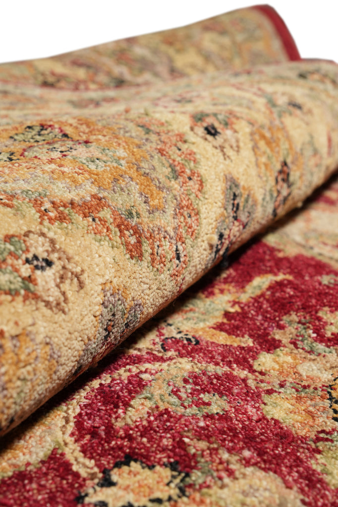 9.2 x 12.6 Quality Handmade Rug Red Gold Natural Wool #F-4312