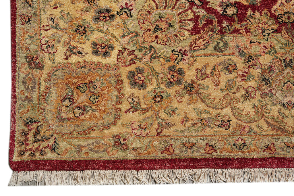 9.2 x 12.6 Quality Handmade Rug Red Gold Natural Wool #F-4312