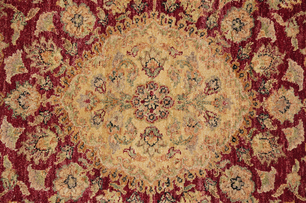 9.2 x 12.6 Quality Handmade Rug Red Gold Natural Wool #F-4312