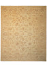 Load image into Gallery viewer, A square area rug with a traditional floral and paisley pattern in shades of beige, tan, and muted brown, shown flat against a white background.