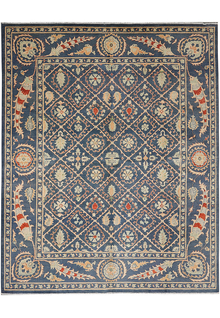8.2 x 10 Attractive Handmade Agra Rug Dinem Blue #F-4315
