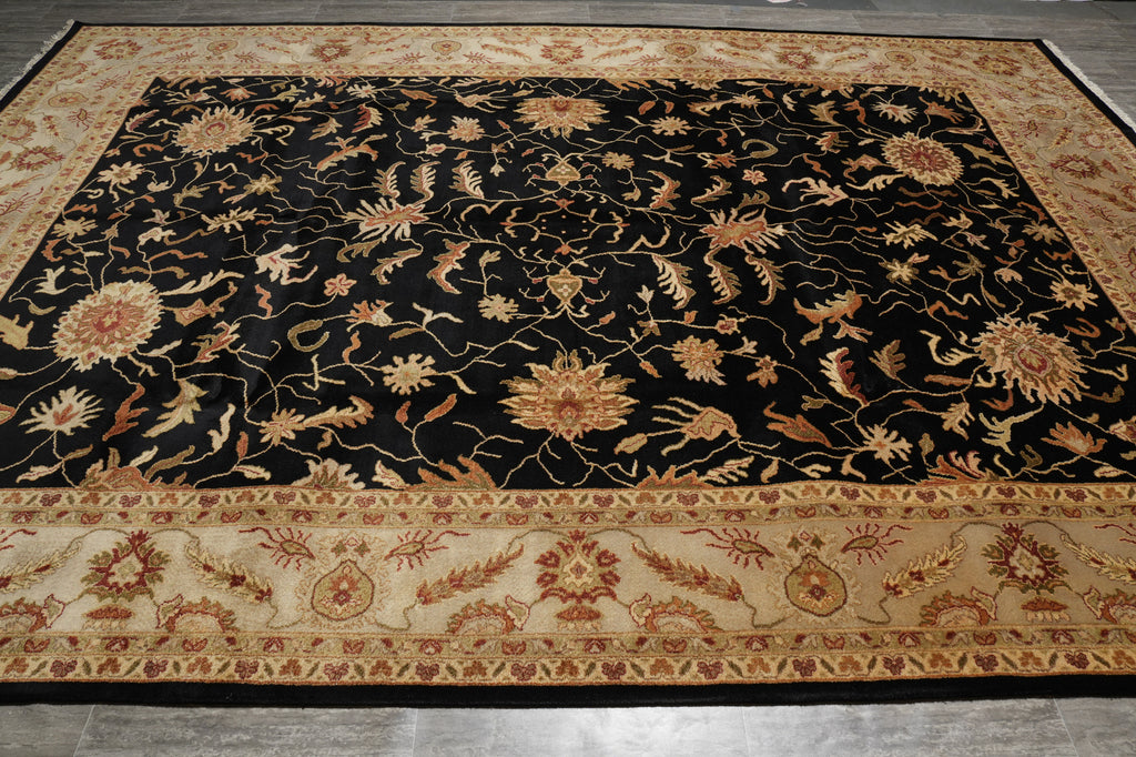 10 x 14 Traditional Handmade Black Vegetable Dyed Chobi Rug 71008