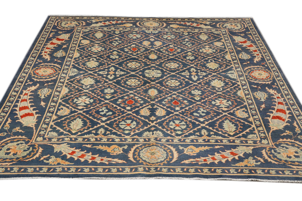 8.2 x 10 Attractive Handmade Agra Rug Dinem Blue #F-4315