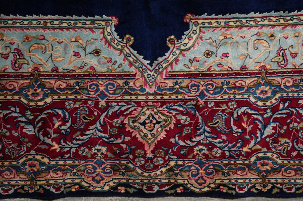 10 x 13 SIGNED Royal Navy Blue Signed Persian Kerman Rug-Iran CLASSIC FORMAL TRADITIONAL IRAN #PIX-12958