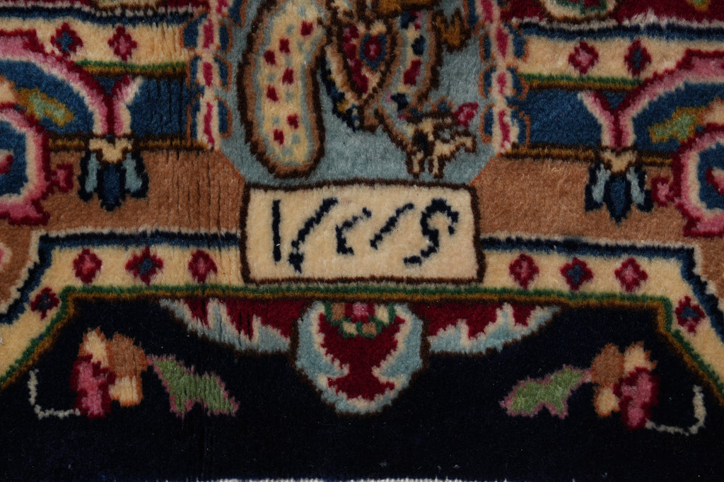10 x 13 SIGNED Royal Navy Blue Signed Persian Kerman Rug-Iran CLASSIC FORMAL TRADITIONAL IRAN #PIX-12958