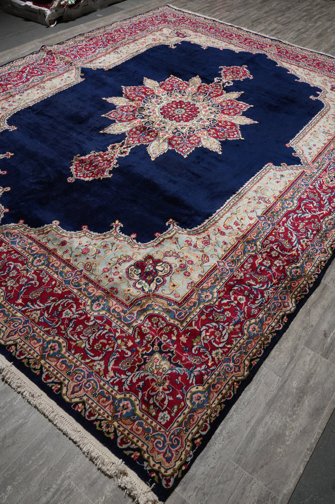 10 x 13 SIGNED Royal Navy Blue Signed Persian Kerman Rug-Iran CLASSIC FORMAL TRADITIONAL IRAN #PIX-12958