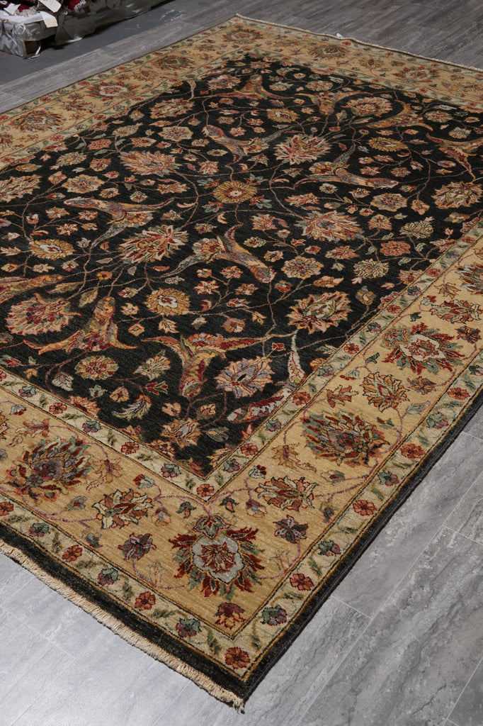 7.7 x 10 Charcoal Black Natural Quality Wool Jaipur Rug #LA-52951
