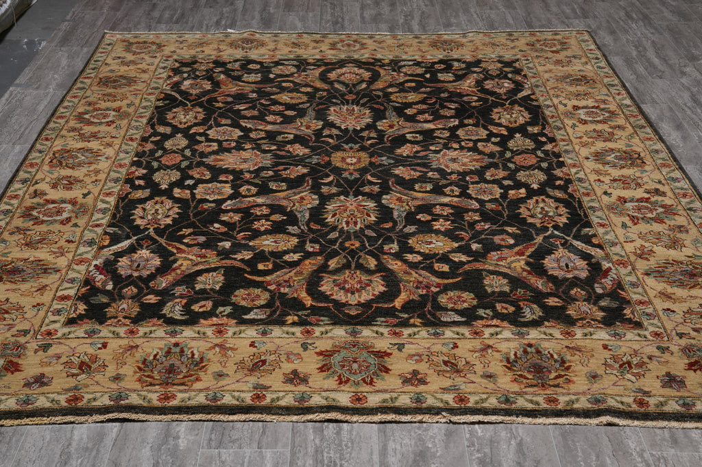 7.7 x 10 Charcoal Black Natural Quality Wool Jaipur Rug #LA-52951