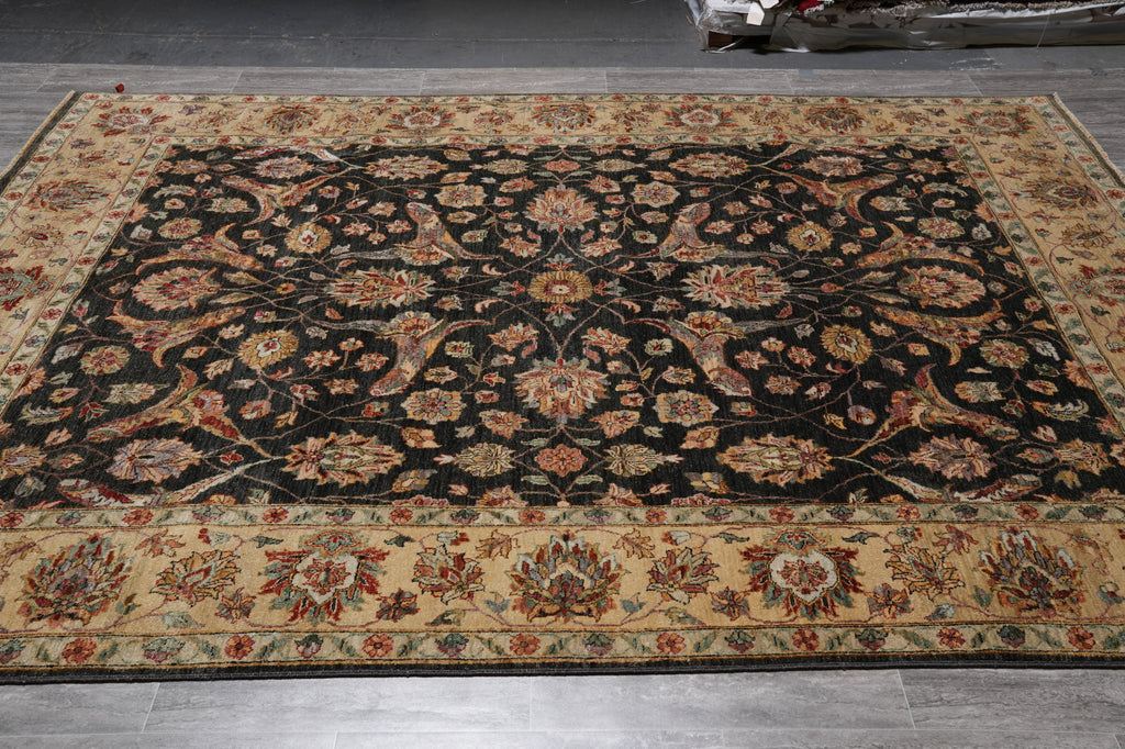 7.7 x 10 Charcoal Black Natural Quality Wool Jaipur Rug #LA-52951