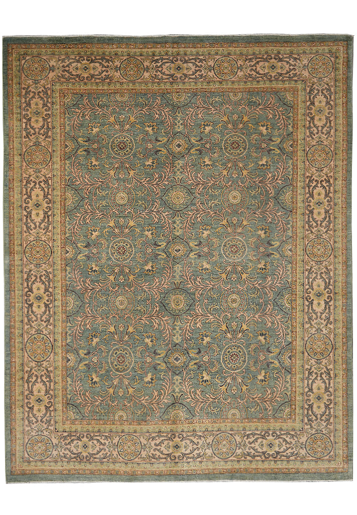 8.3 x 10 Beautiful Quality Natural Wool Handmade Pakistan Carpet Sage Green #F-4317