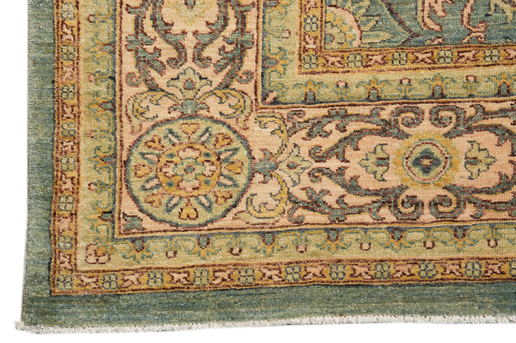 8.3 x 10 Beautiful Quality Natural Wool Handmade Pakistan Carpet Sage Green #F-4317