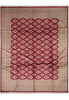 Load image into Gallery viewer, A rectangular area rug with a traditional Persian-style pattern, featuring a central field of deep red geometric medallions on a beige background, surrounded by a matching beige border with red accents.