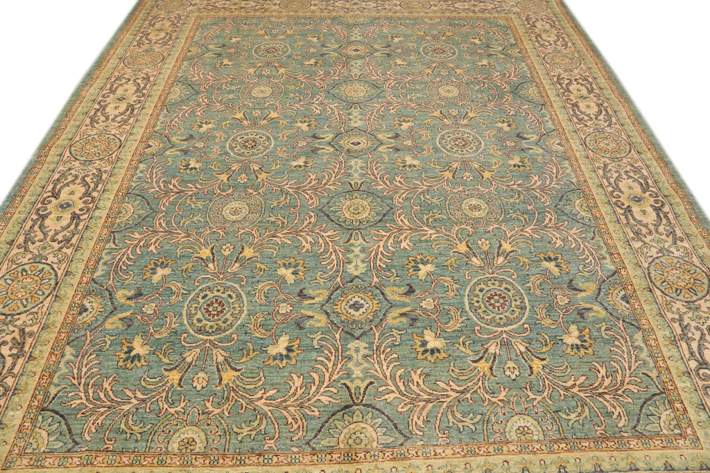 8.3 x 10 Beautiful Quality Natural Wool Handmade Pakistan Carpet Sage Green #F-4317