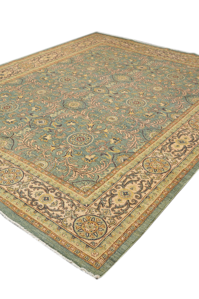 8.3 x 10 Beautiful Quality Natural Wool Handmade Pakistan Carpet Sage Green #F-4317