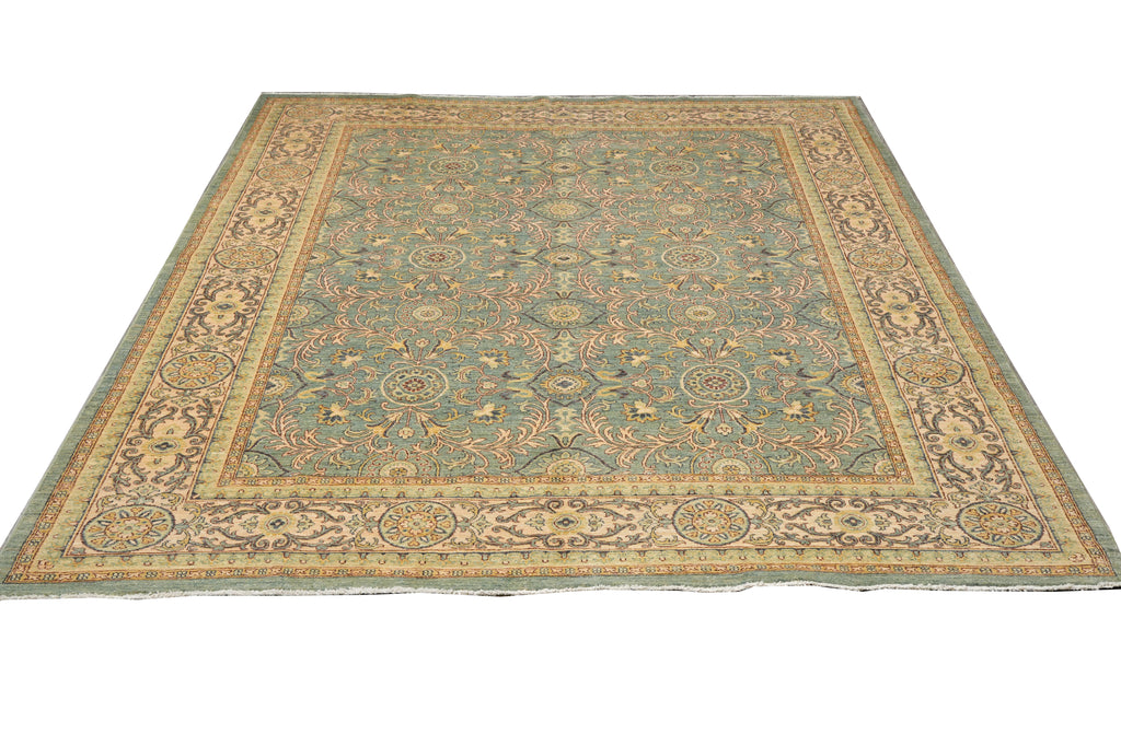8.3 x 10 Beautiful Quality Natural Wool Handmade Pakistan Carpet Sage Green #F-4317