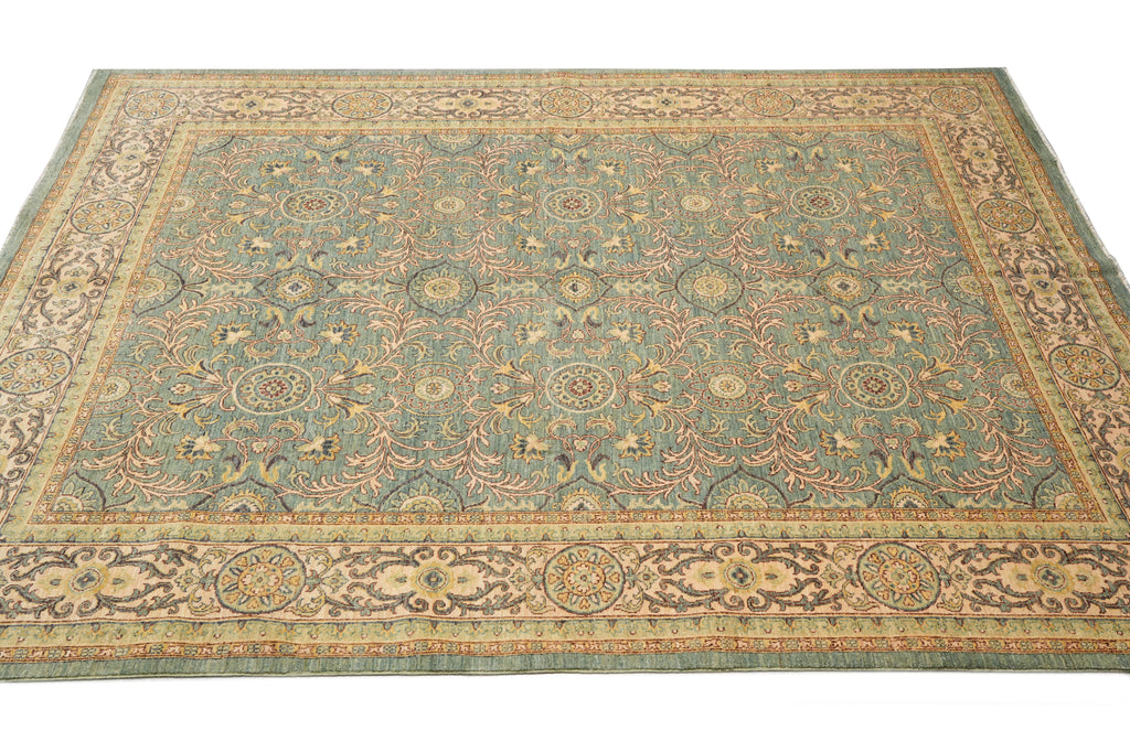 8.3 x 10 Beautiful Quality Natural Wool Handmade Pakistan Carpet Sage Green #F-4317