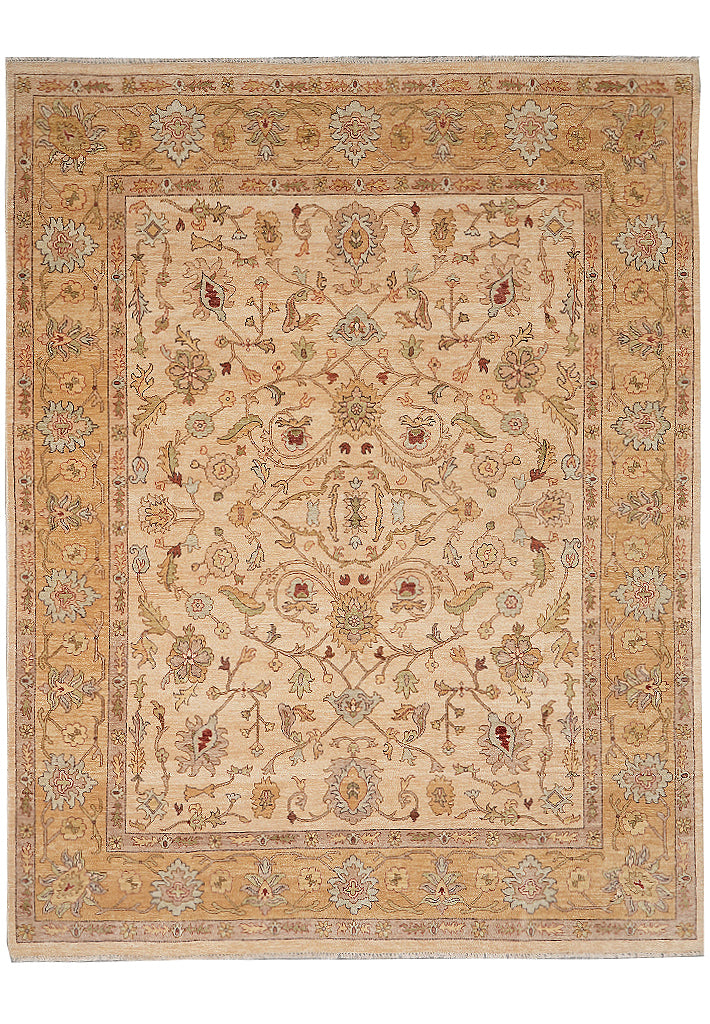 7.11 x 10 Beige and Gold Chobi Zigler Carpet #F-4318