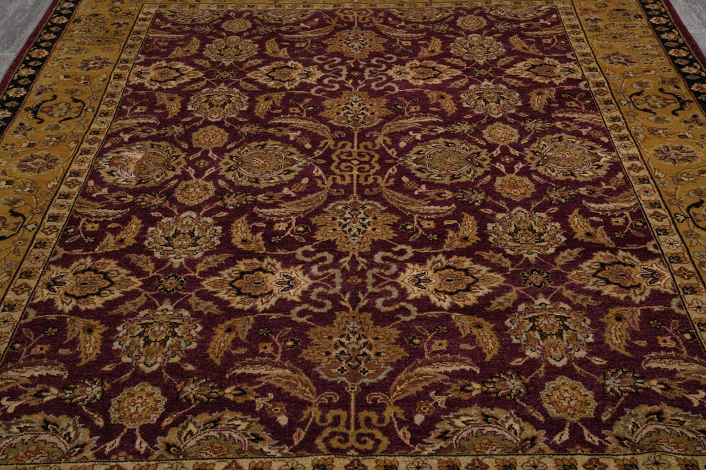 8 x 10 Burgundy Gold Quality Handmade Rug Sale #LA-52855