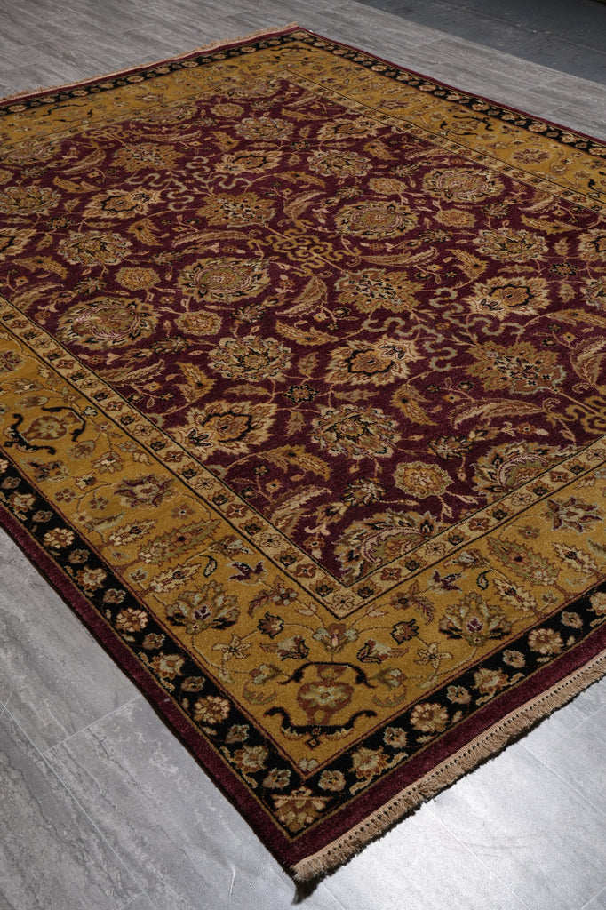 8 x 10 Burgundy Gold Quality Handmade Rug Sale #LA-52855