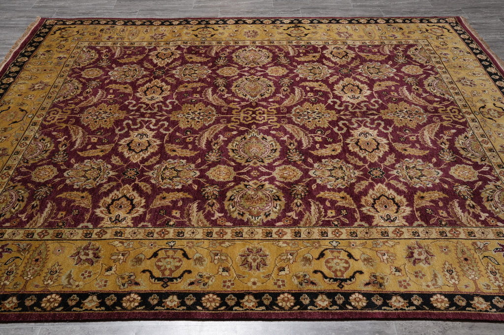 8 x 10 Burgundy Gold Quality Handmade Rug Sale #LA-52855