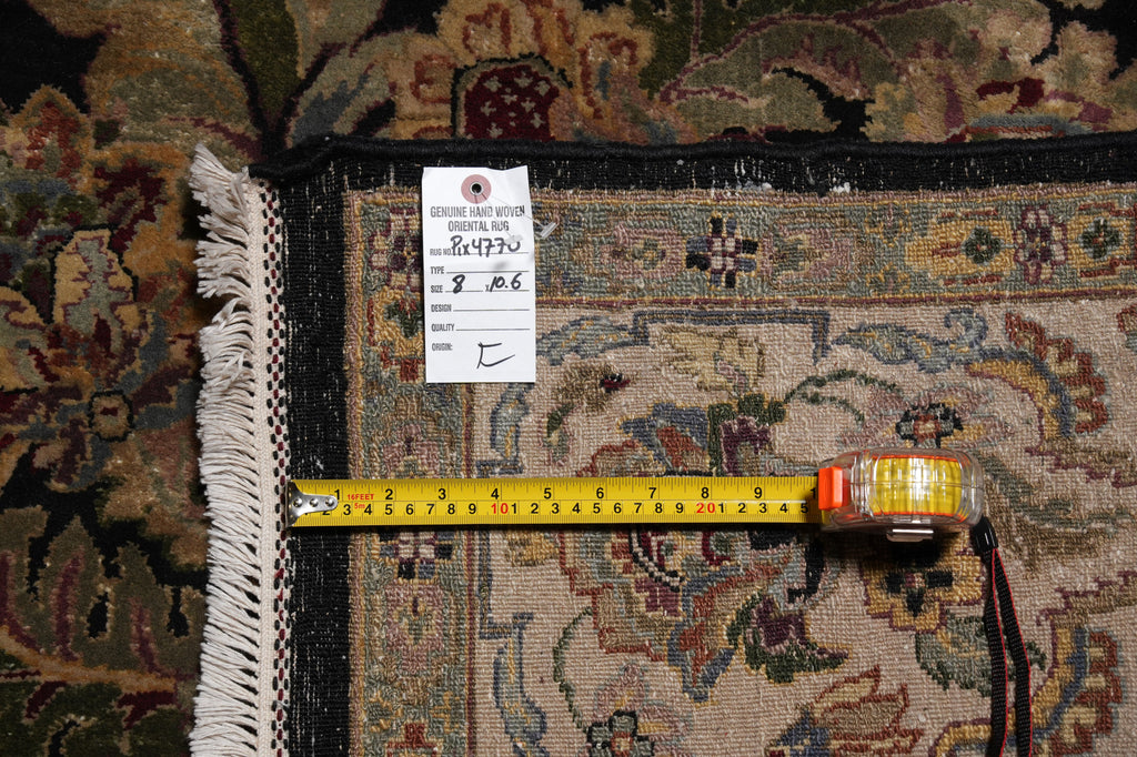 8 x 11 English Floral Quality Jaipur Wool Rug Black #PIX-4770