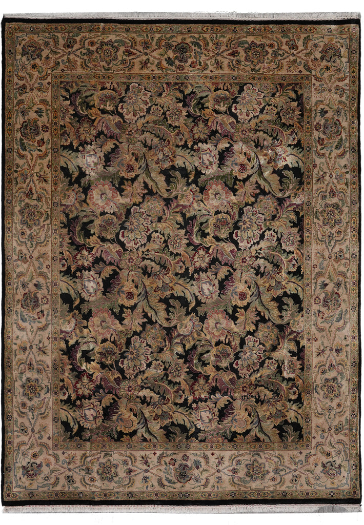 8 x 11 English Floral Quality Jaipur Wool Rug Black