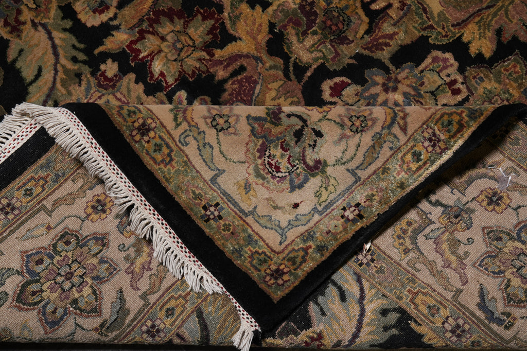 8 x 11 English Floral Quality Jaipur Wool Rug Black #PIX-4770
