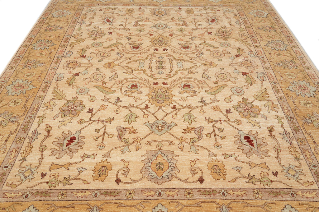 7.11 x 10 Beige and Gold Chobi Zigler Carpet #F-4318