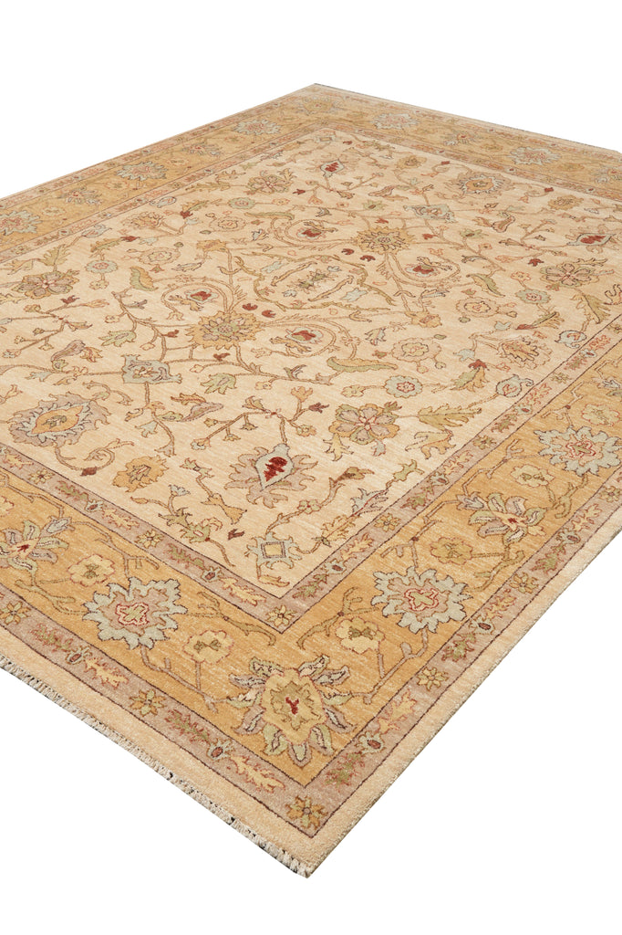 7.11 x 10 Beige and Gold Chobi Zigler Carpet #F-4318