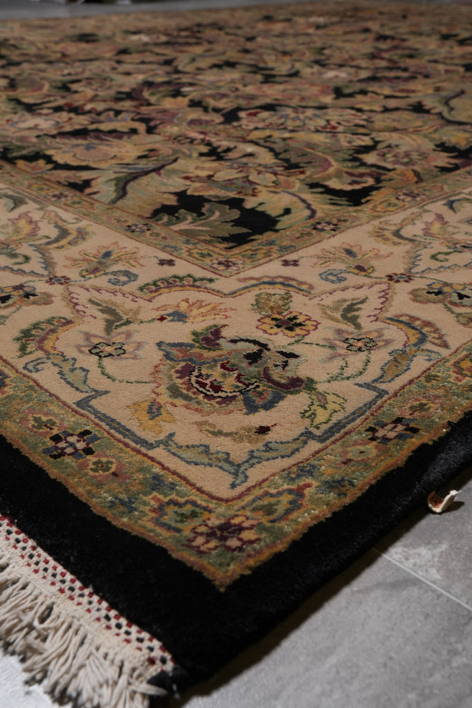 8 x 11 English Floral Quality Jaipur Wool Rug Black #PIX-4770