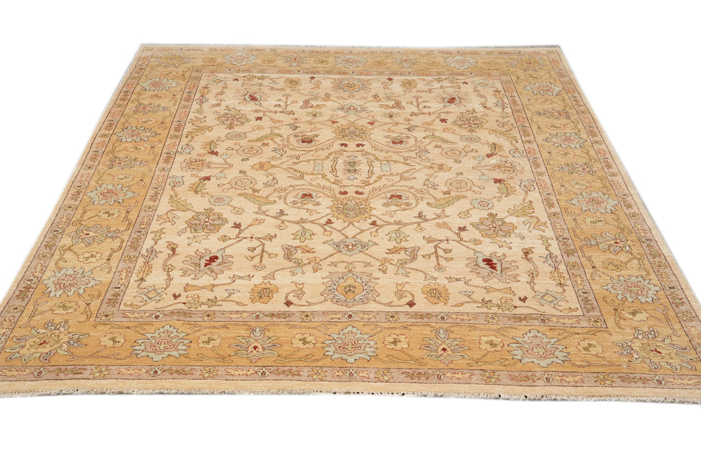 7.11 x 10 Beige and Gold Chobi Zigler Carpet #F-4318