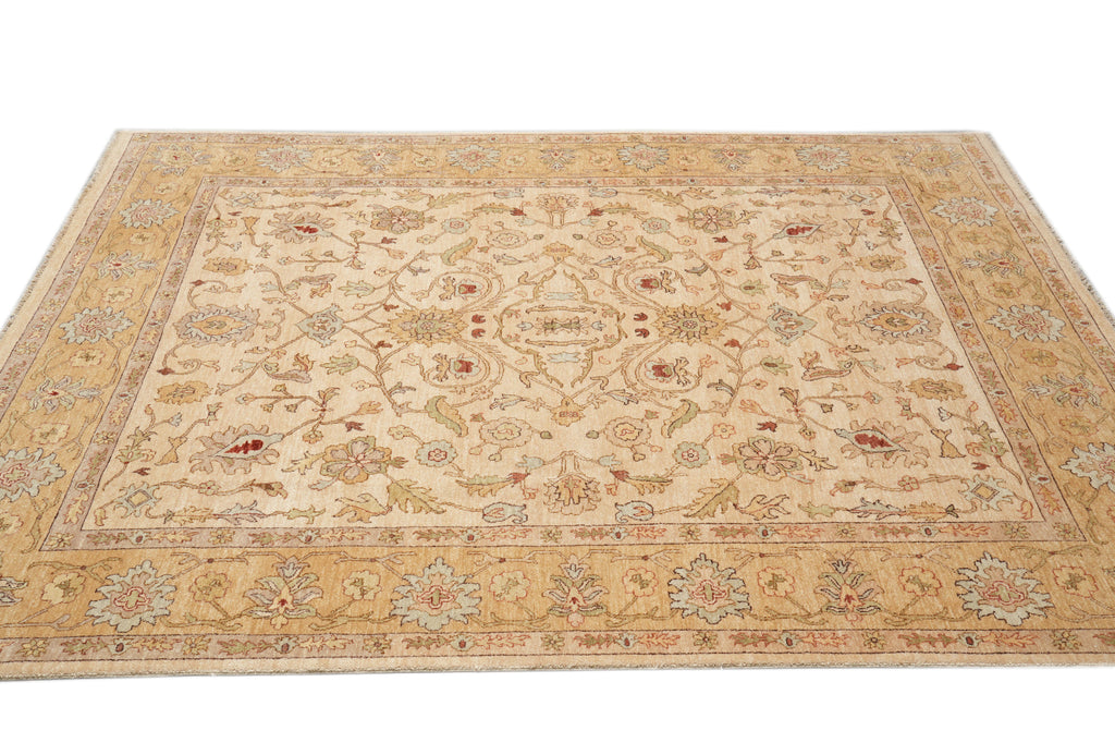 7.11 x 10 Beige and Gold Chobi Zigler Carpet #F-4318