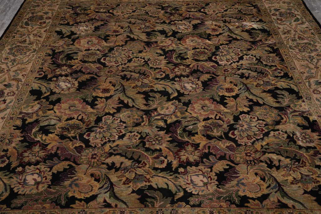 8 x 11 English Floral Quality Jaipur Wool Rug Black #PIX-4770