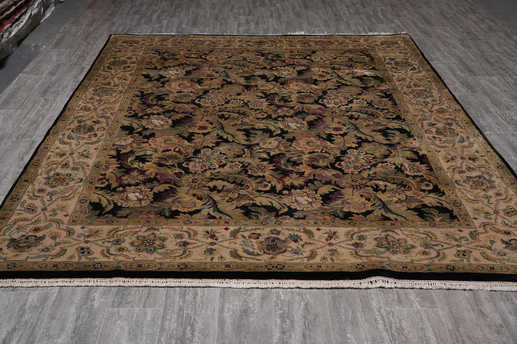 8 x 11 English Floral Quality Jaipur Wool Rug Black #PIX-4770