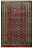 Load image into Gallery viewer, A traditional rectangular area rug with a geometric diamond pattern in red, beige, and dark brown, finished with white fringe on the top and bottom.