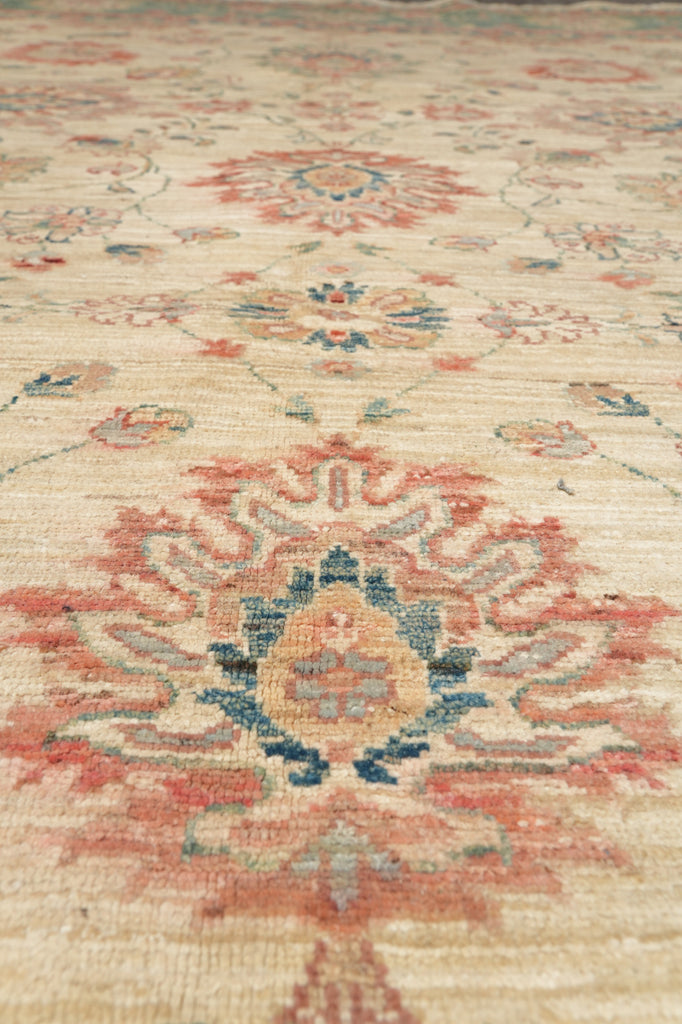 8.1 x 10.8  Beautiful Handmade Rug Beige Green Coral Zigler Carpet #F-4319