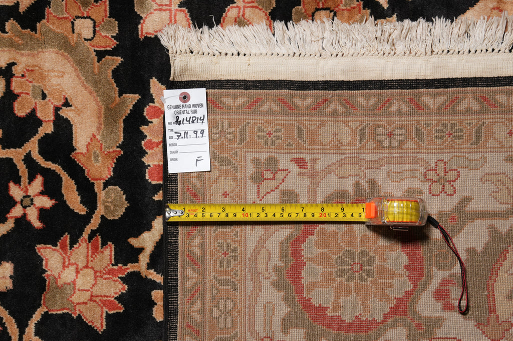 8 x 9.9 Clearance Sale Quality Wool Hand-Knotted Agra Rug Black #PIX-14814