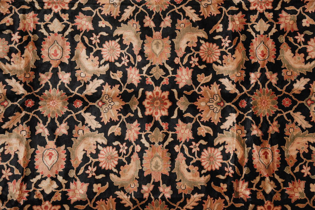 8 x 9.9 Clearance Sale Quality Wool Hand-Knotted Agra Rug Black #PIX-14814