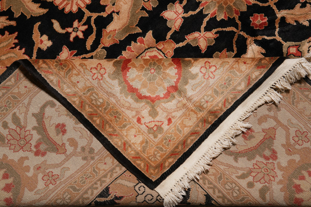 8 x 9.9 Clearance Sale Quality Wool Hand-Knotted Agra Rug Black #PIX-14814