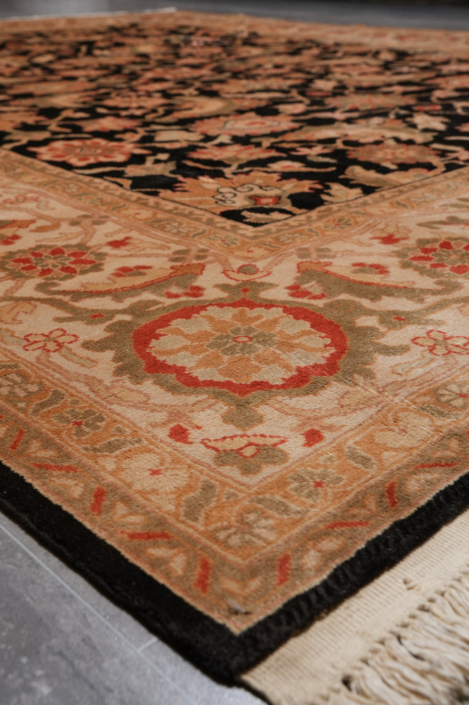 8 x 9.9 Clearance Sale Quality Wool Hand-Knotted Agra Rug Black #PIX-14814